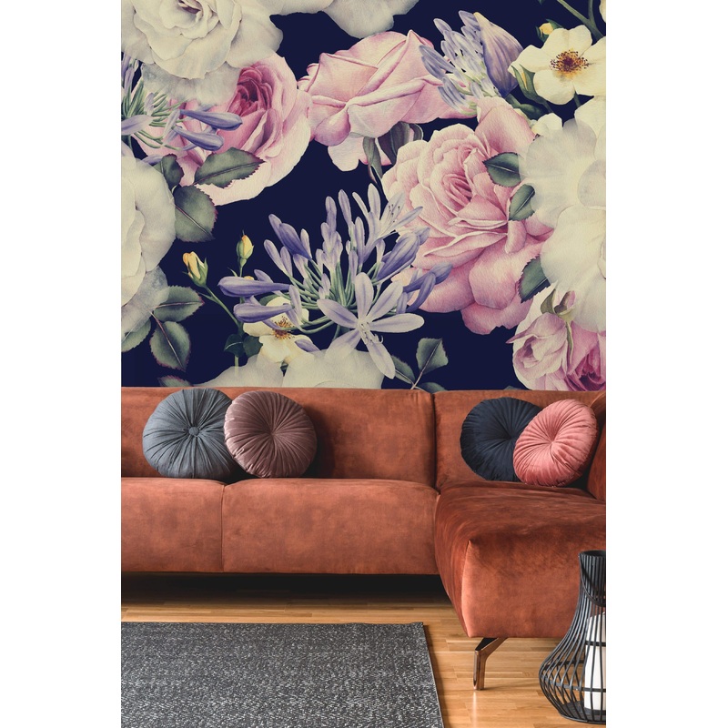 Antique Dark Floral Wallpaper Mural