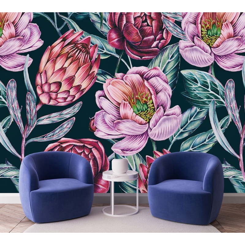 Contemporary Exotic Flowers Wallpaper Tasteful Select