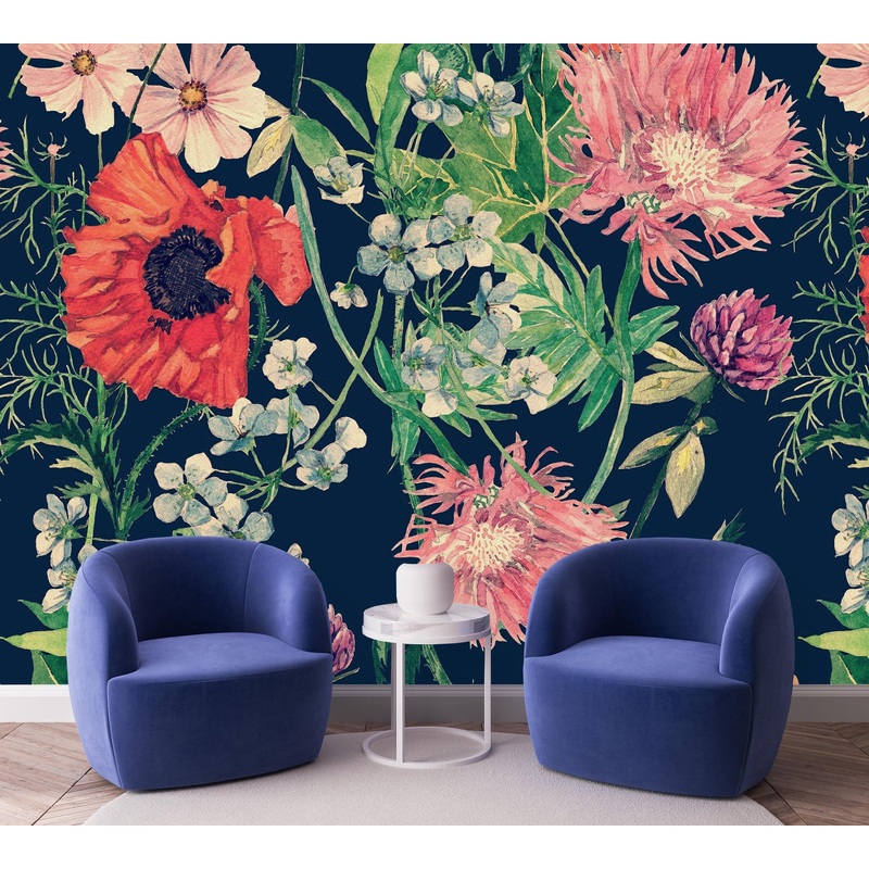 Dark Wallpaper with Poppies