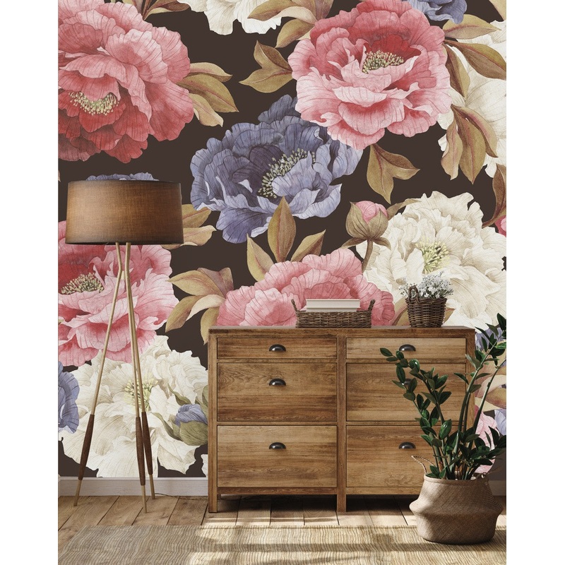 Elegant Brown Wallpaper with Flowers