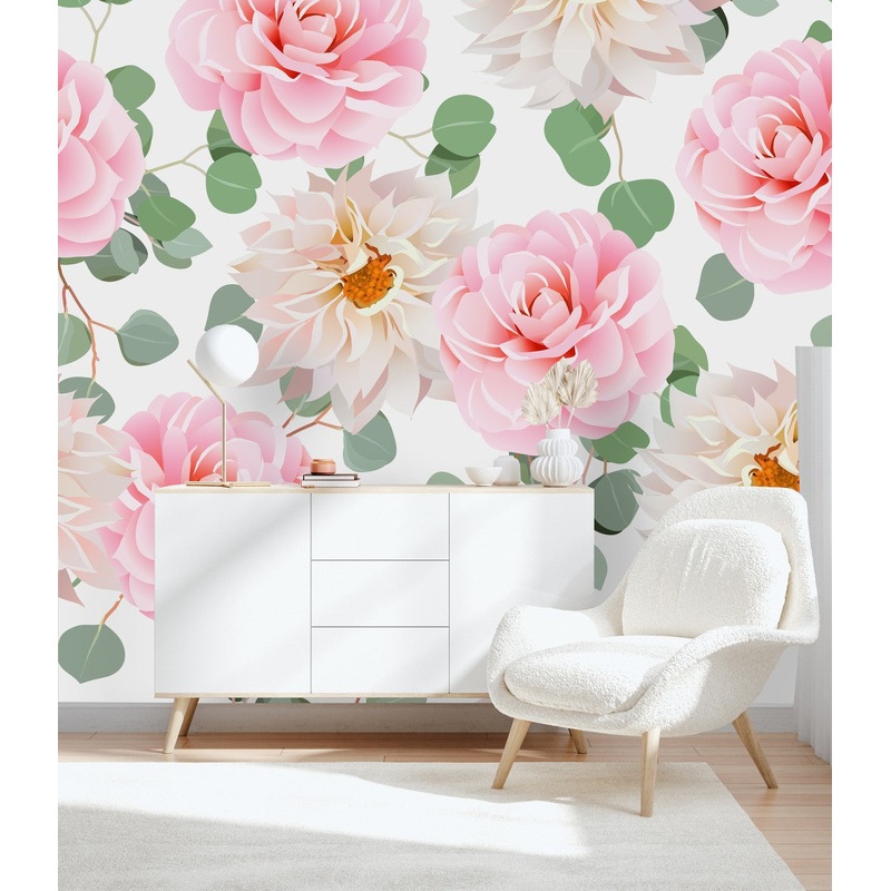 Elegant Gentle Pink Flowers Wallpaper Vogue