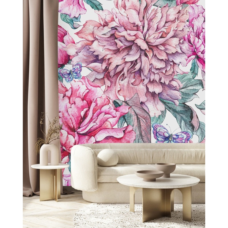 Elegant Pink Large Peonies Wallpaper