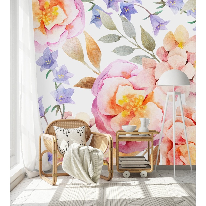 Elegant Watercolor Flowers Wallpaper Fashionable