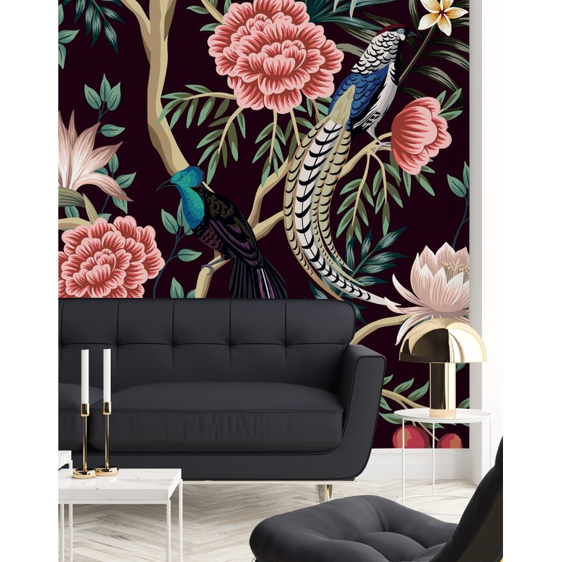 Exotic Birds on Dark Wallpaper