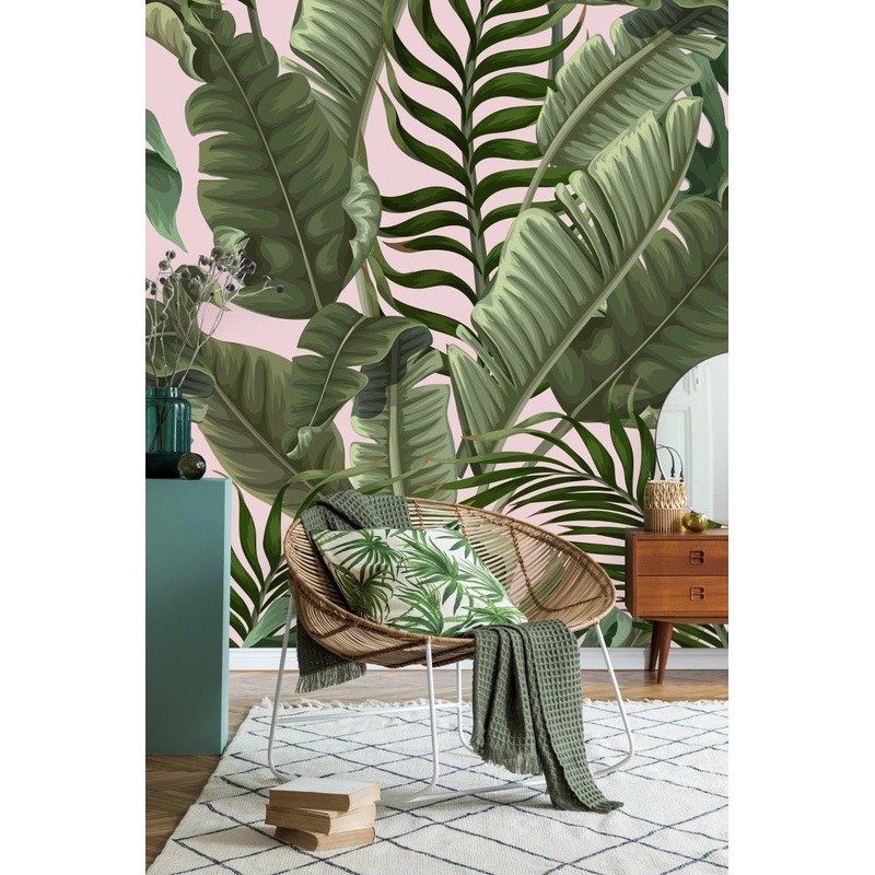Fashionable Modern Large Palm Leaves Wallpaper