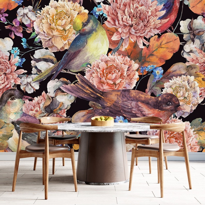Flowers and Birds Wallpaper