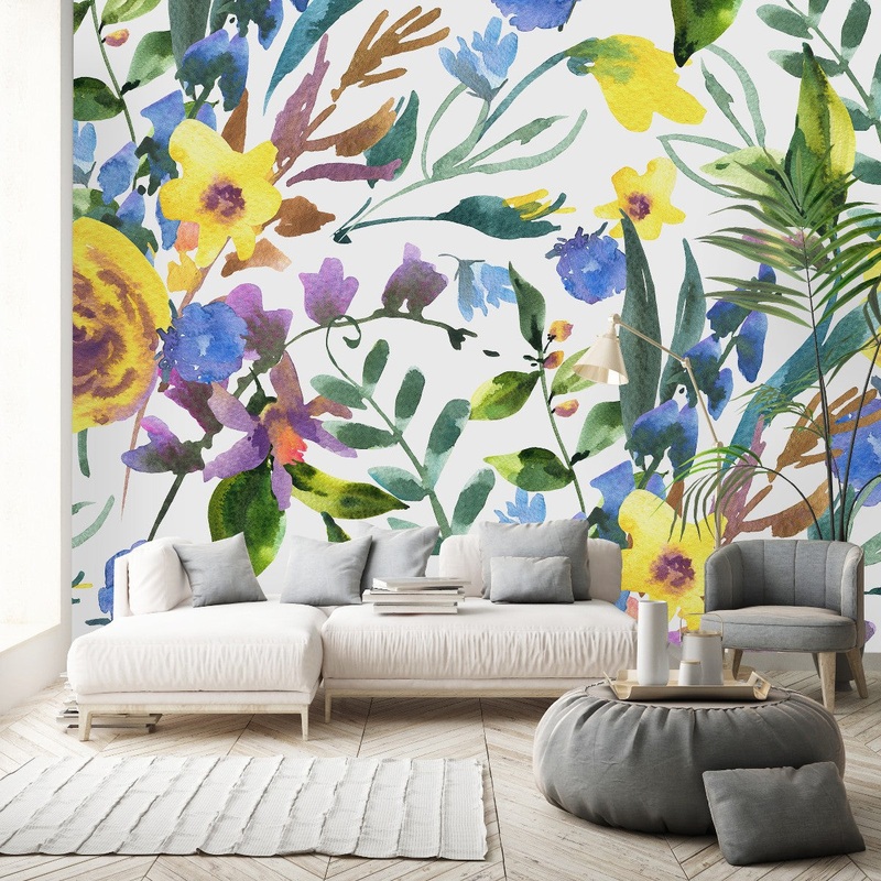 Light Wallpaper with Yellow Flowers