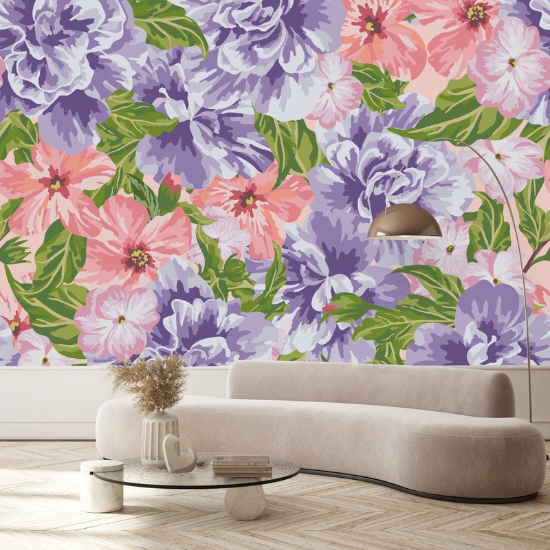 Purple and Pink Flowers Wallpaper