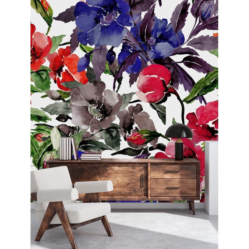 Voguish Multicolored Poppies Wallpaper Vogue