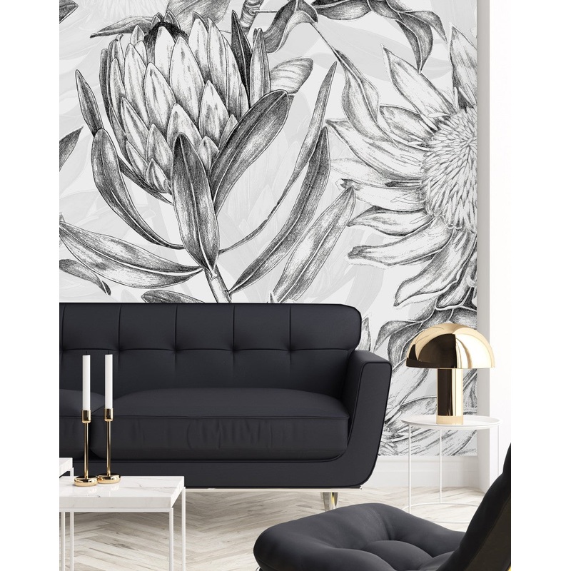 White Wallpaper with Black Contours