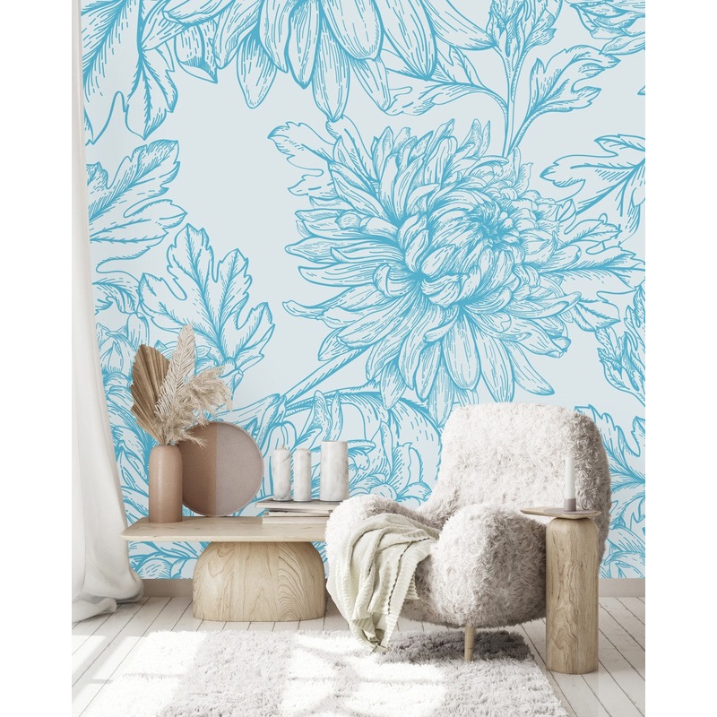 Blue Peony Flowers Wallpaper