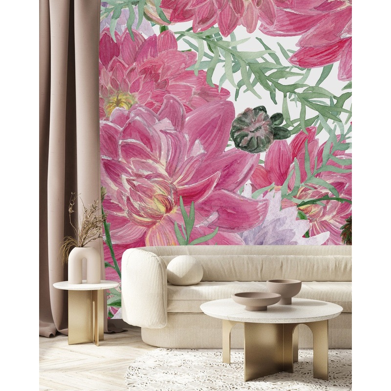Voguish Modern Pink Large Flowers Wallpaper