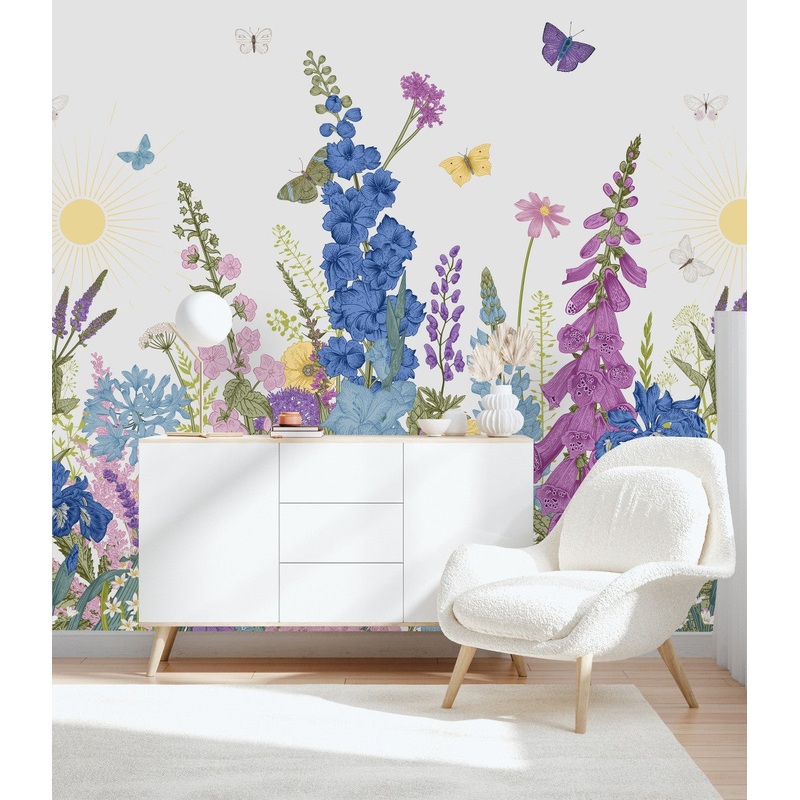 Wildflowers and Butterflies Wallpaper