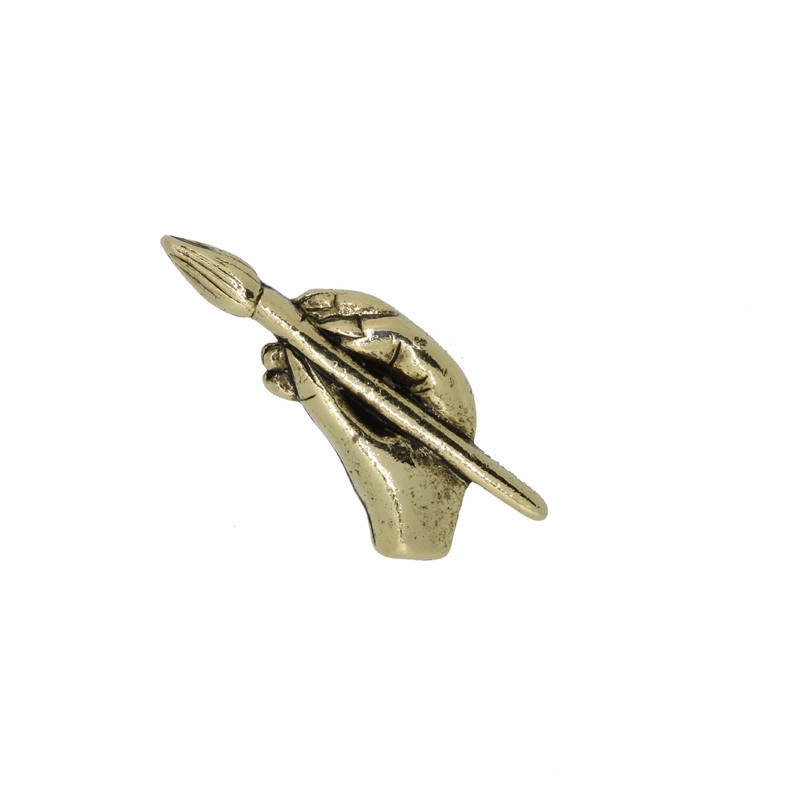 Artist's Hand with Brush Gold Lapel Pin