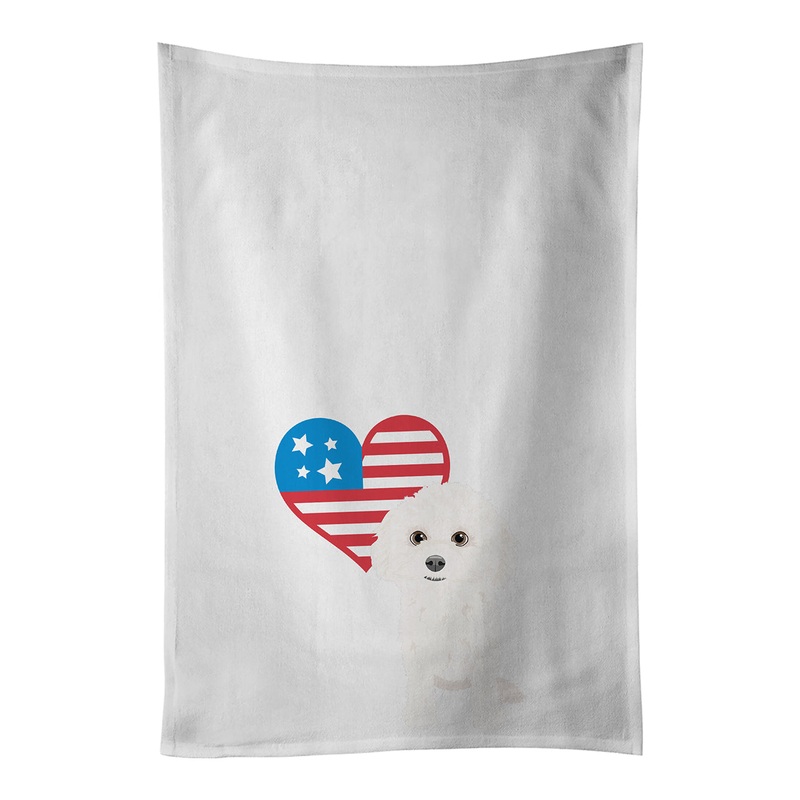 Poodle Toy White Patriotic White Kitchen Towel Set of 2