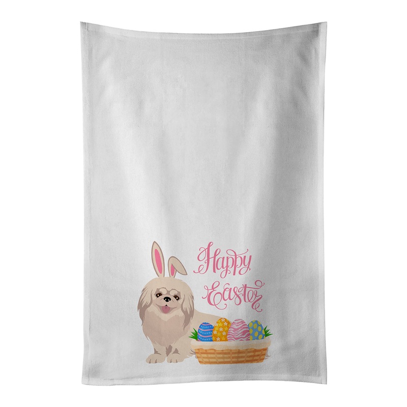 White Pekingese Easter White Kitchen Towel Set of 2 Dish Towels