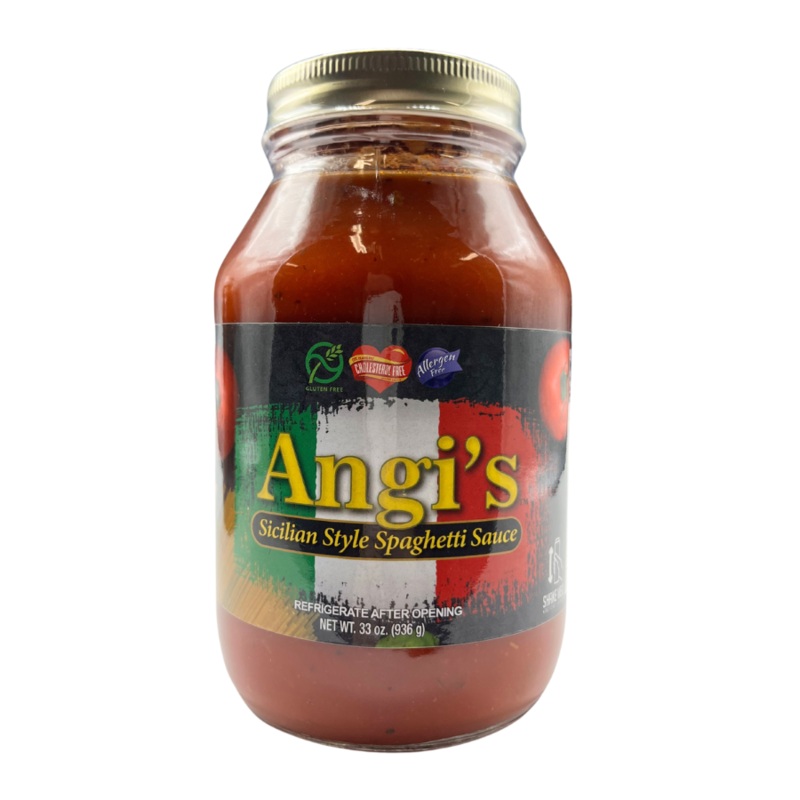 Angi's Sicilian Style Spaghetti Sauce | 33 oz | Gluten Free | Brenmar