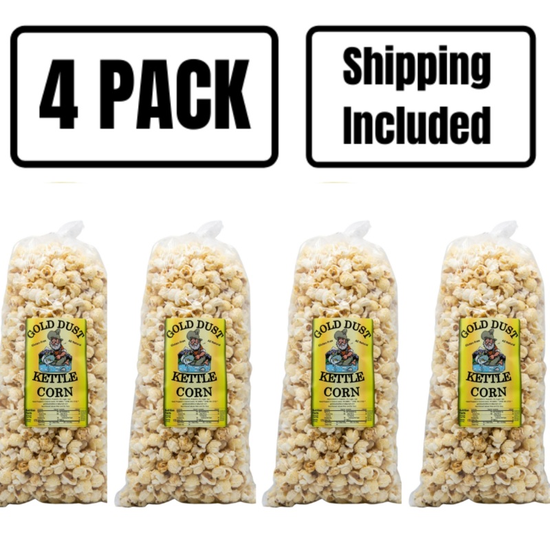 Kettle Corn | Pack of 4 | 8 oz | Non-GMO | Shipping Included | Gold Dust Kettle Corn
