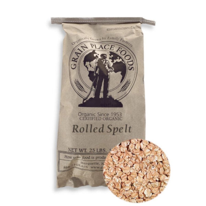 Organic Rolled Spelt | 25 lb | Non-GMO | Shipping Included | Grain Place Foods