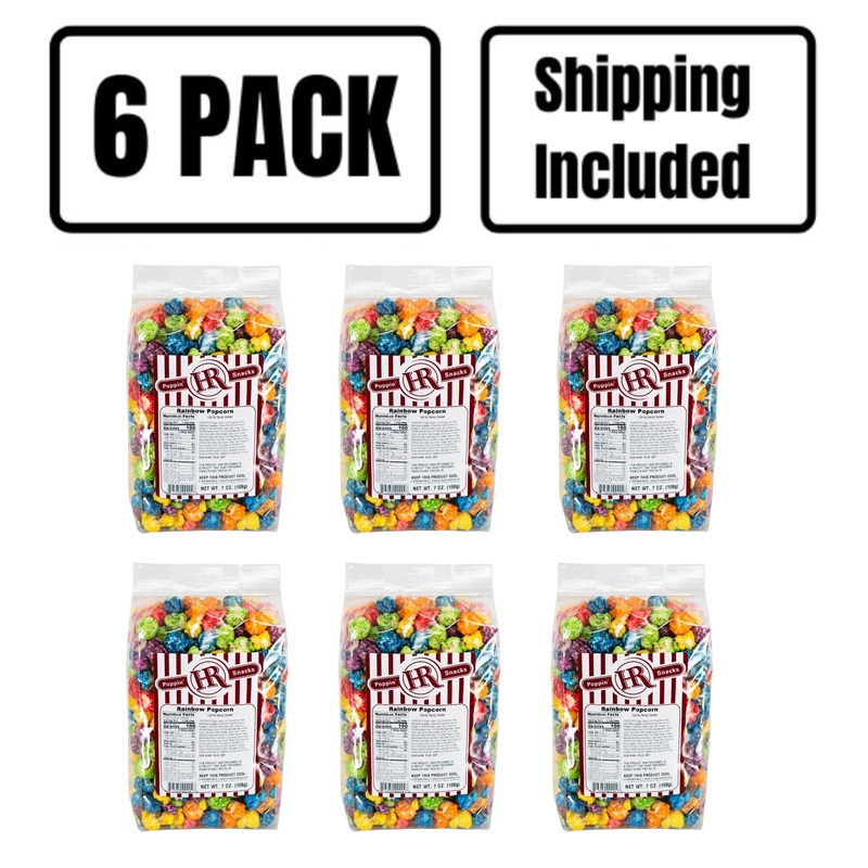 Rainbow Popcorn | Pack of 6 | 7 oz | Shipping Included | HR Poppin' Snacks