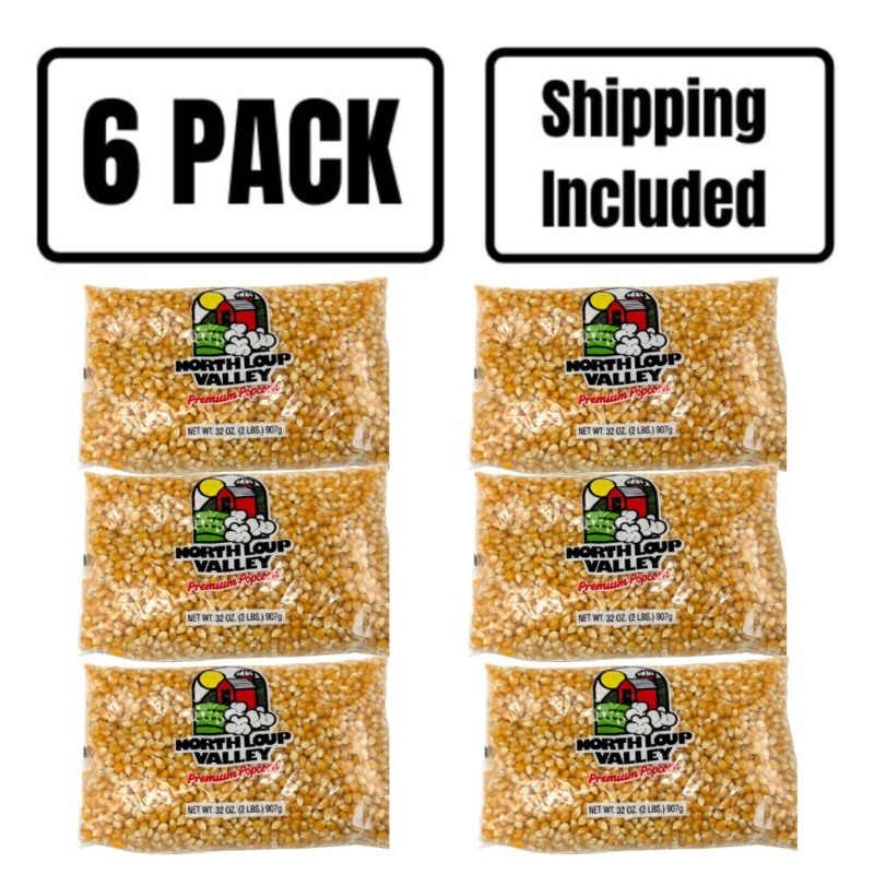 All Natural Yellow Un-Popped Popcorn | Non GMO & Gluten Free Snack |  Popcorn County USA | North Loup Valley | 2 lb bag | 6 Pack | Shipping Included