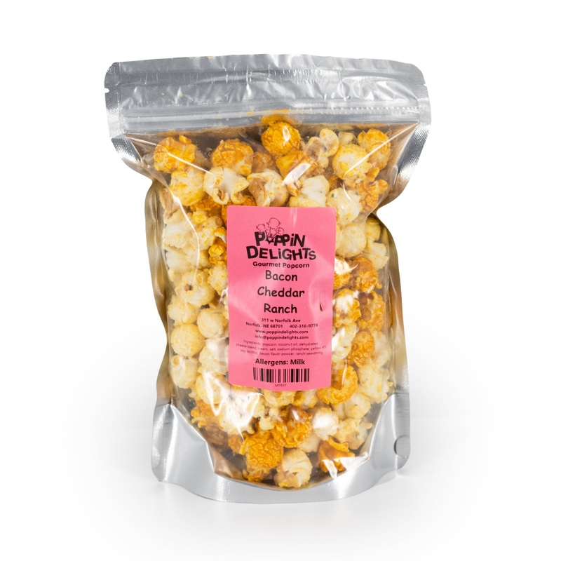 Bacon Cheddar Ranch Popcorn | 8 oz. | Bold, Savory Flavor | Gourmet Popcorn | Poppin' Delights | Made in Norfolk, NE