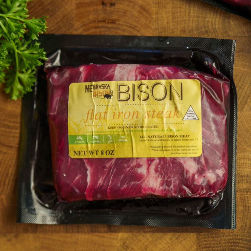 Bison Flat Iron Steak | 4 - 8 oz Steaks | Shipping Included | Nebraska Bison