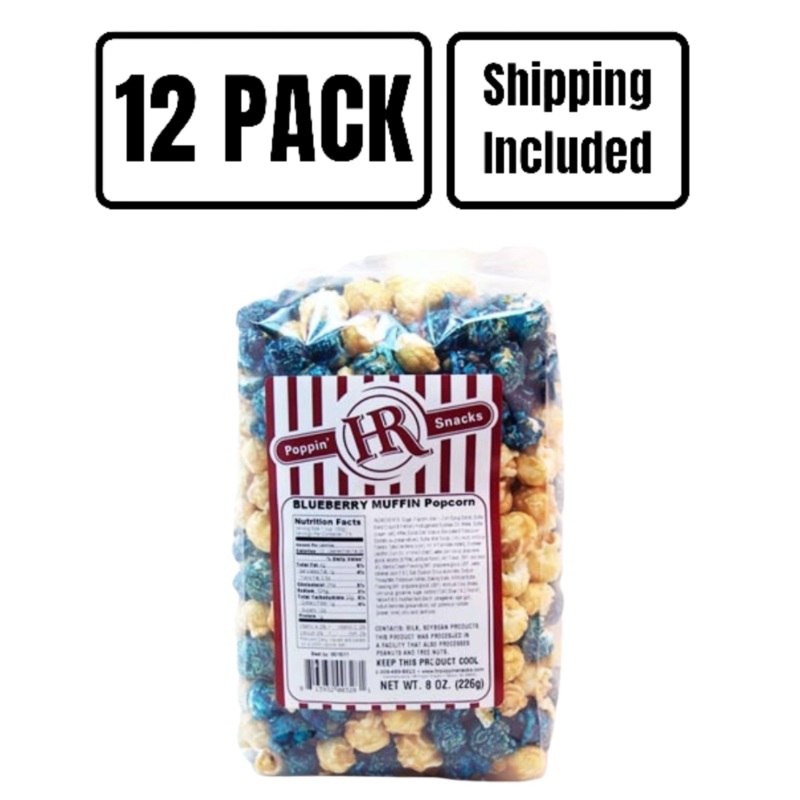 Blueberry Muffin Popcorn | Pack of 12 | 8 oz | Shipping Included | HR Poppin' Snacks