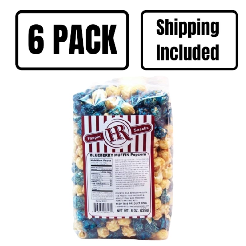 Blueberry Muffin Popcorn | Pack of 6 | 8 oz | Shipping Included | HR Poppin' Snacks