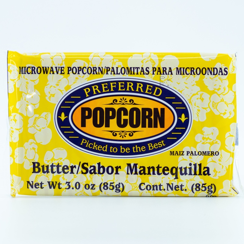 Butter Flavored Microwave Popcorn | Savory Snack | Good Source of Fiber | No Mess Theater Quality Popcorn  | Preferred Popcorn | 3 oz. Bag