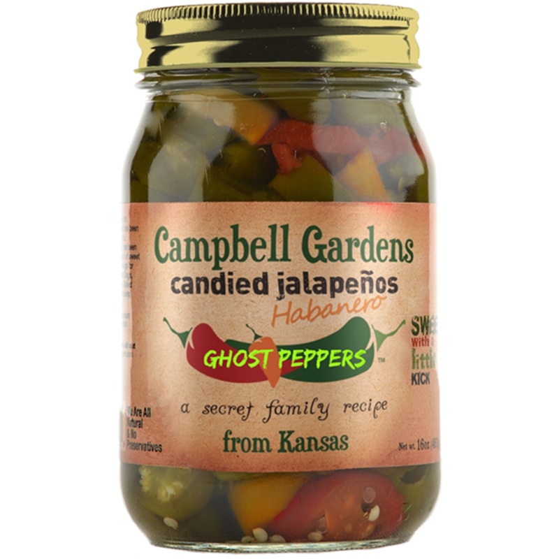Campbell Gardens Candied Jalapeos with Habaneros and Ghost Peppers 16 oz.