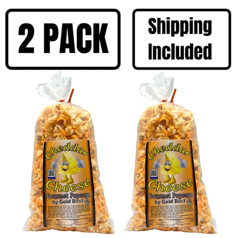 Cheddar Cheese Popcorn | Pack of 2 | 2 oz | Non-GMO | Shipping Included | Gold Dust Kettle Corn