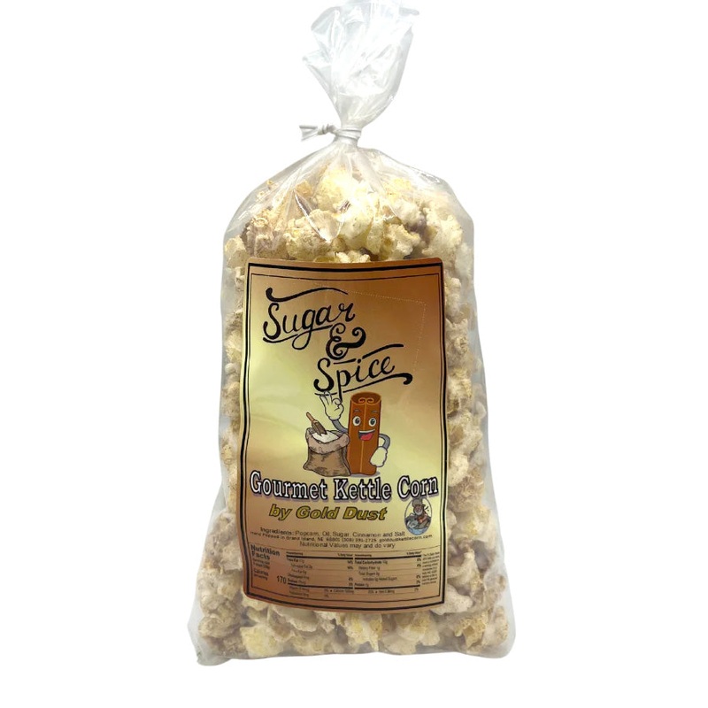 Cinnamon and Sugar Kettle Corn | 2 oz | Non-GMO | Gold Dust Kettle Corn