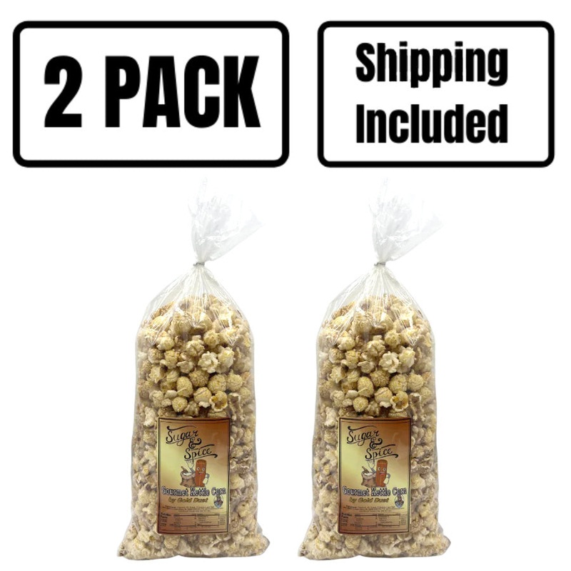 Cinnamon and Sugar Kettle Corn | Pack of 2 | 7 oz | Non-GMO & Gluten Free | Shipping Included | Gold Dust Kettle Corn