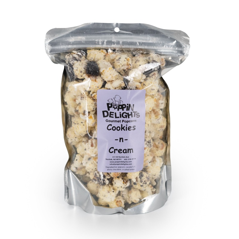 Cookies and Cream Popcorn | 6 oz. | Coated With Cookies & Vanilla Cream | Gourmet Popcorn | Poppin' Delights | Made in Norfolk, NE