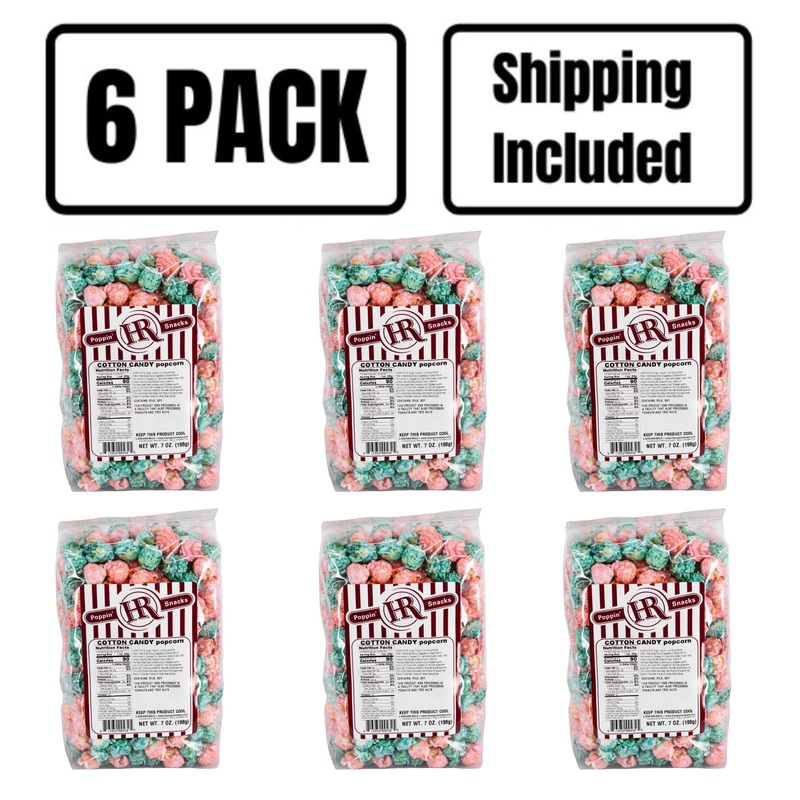 Cotton Candy Popcorn | Pack of 6 | 7 oz | Shipping Included | HR Poppin' Snacks