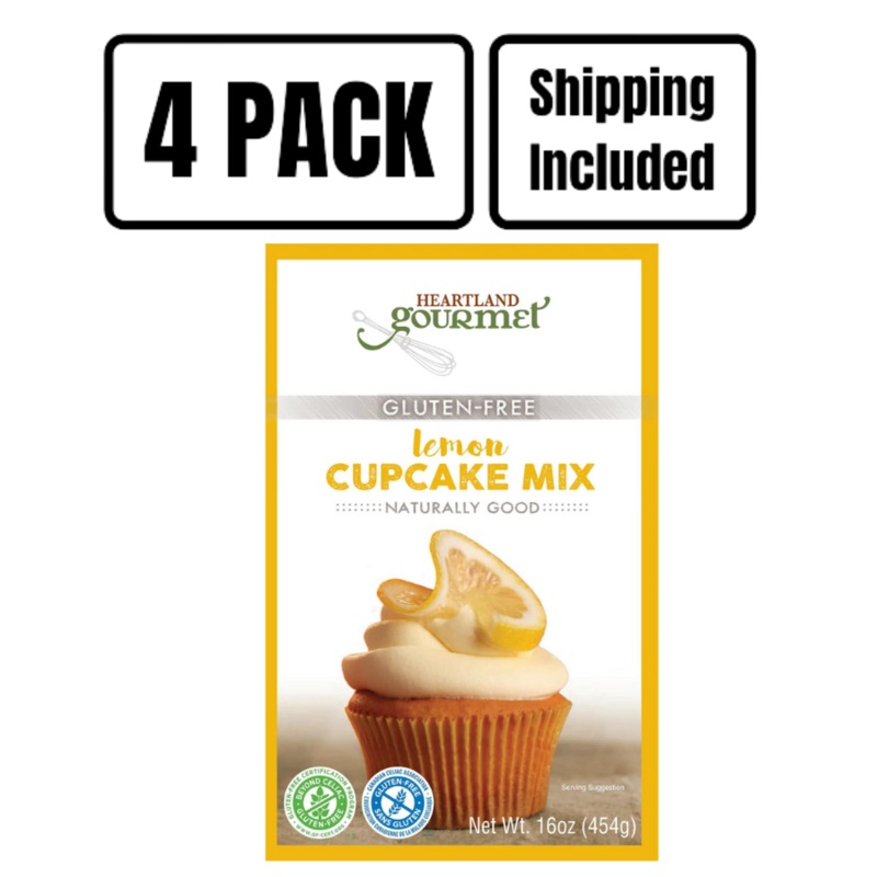 Gluten Free Lemon Cupcake Mix | Pack of 4 | 16 oz | Shipping Included | Heartland Gourmet | 2016