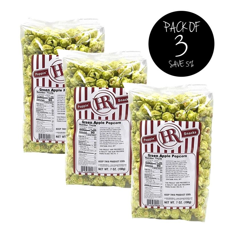 Green Apple Popcorn | Pack of 3 | 7 oz | HR Poppin' Snacks