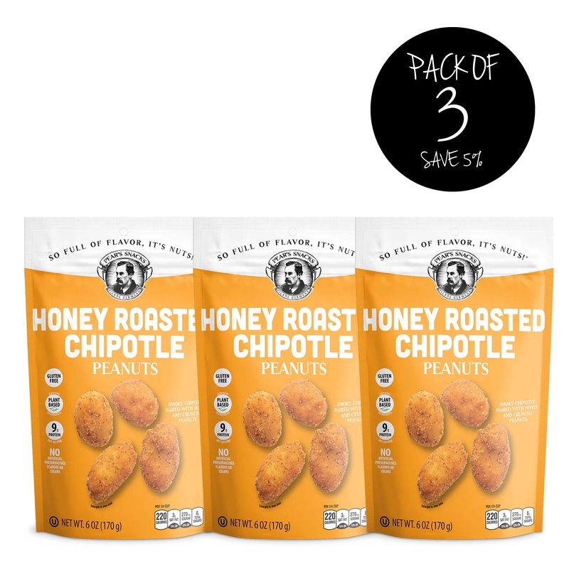 Honey Roasted Chipotle Flavored Peanuts | Pack of 3 | 6 oz | Brenmar