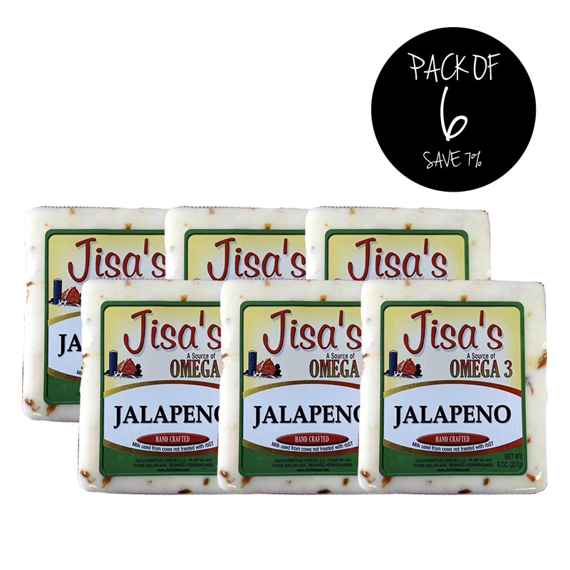 Jalapeno Artisan Cheese Block | Pack of 6 | 8 oz | Jisa's Farmstead Cheese