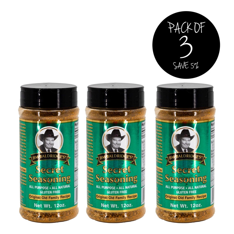 Jim Baldridge Secret Seasoning | Pack of 3 | 12 oz | Gluten Free | Baldridge Food Company
