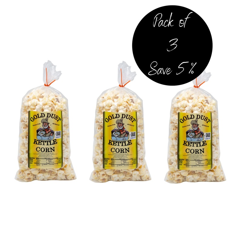 Kettle Corn | Pack of 3 | 2.5 oz | Non-GMO & Gluten Free | Gold Dust Kettle Corn