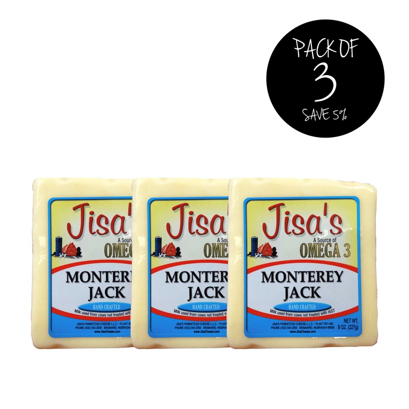 Monterey Jack Cheese Block | Pack of 3 | 8 oz | Jisa's Farmstead Cheese