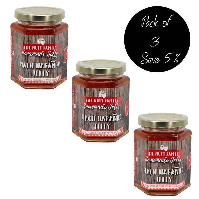 Peach Habanero Jelly | 11.5 oz | Pack of 3 | Nutt Family Jams & Jellies