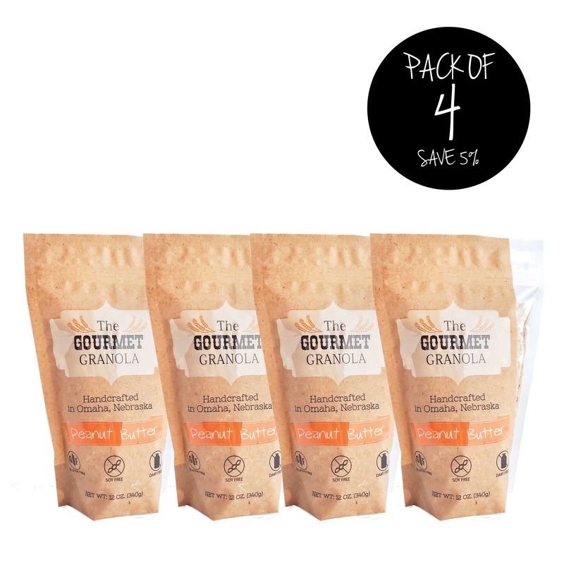 Peanut Butter Granola | Pack of 4 | 12 oz | 4 Pack | Gluten, Dairy, & Soy Free | The Gourmet Granola
