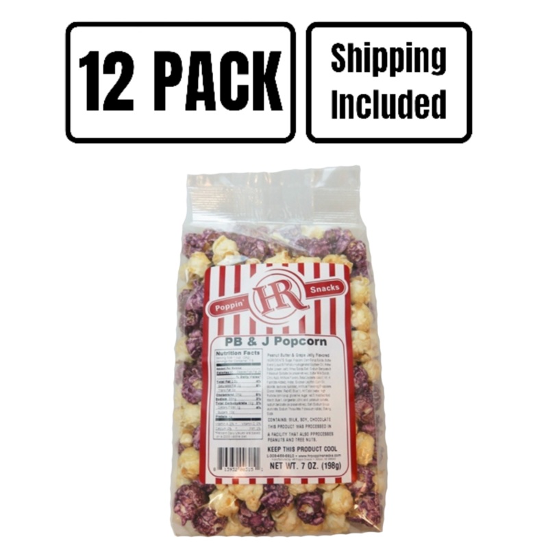 Peanut Butter & Jelly Popcorn | Pack of 12 | 7 oz | Shipping Included | HR Poppin' Snacks