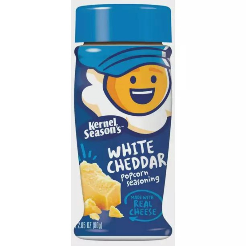 Popcorn Seasoning | White Cheddar | 2.85 oz | Creamy, Savory Flavor | Popcorn Dust | Made in North Loup, NE | Popcorn County USA | North Loup Valley