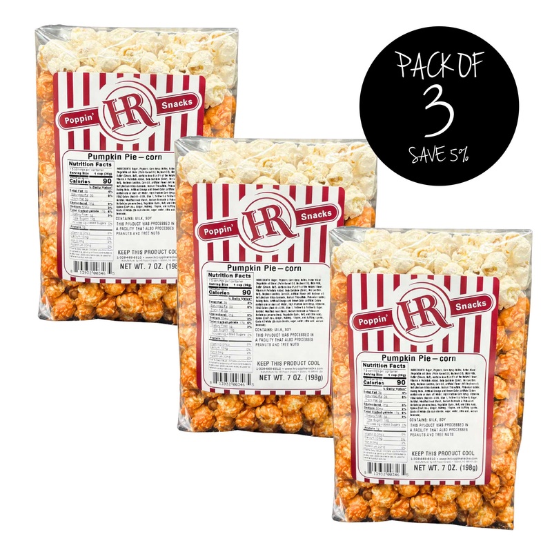 Pumpkin Pie Popcorn | Pack of 3 | 7 oz | HR Poppin' Snacks