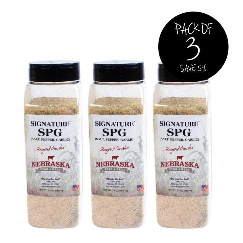 Salt, Pepper, Garlic Seasoning | 24 oz | Pack of 3 | Nebraska Star Beef