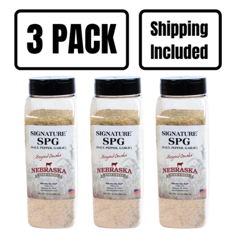 Salt, Pepper, Garlic Seasoning | 24 oz | Pack of 3 | Shipping Included | Nebraska Star Beef